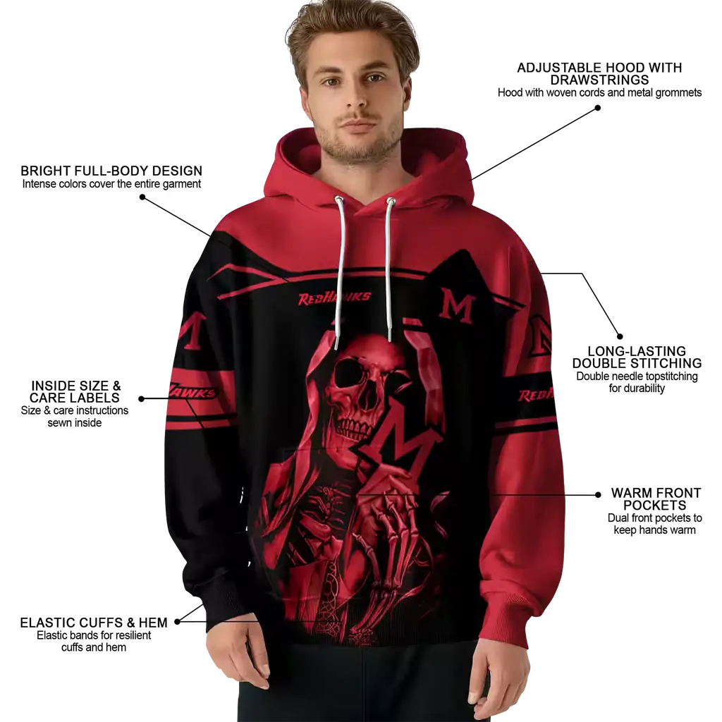 custom miami redhawks grim reaper red black hoodie latest model custom miami redhawks grim reaper red black hoodie latest model
