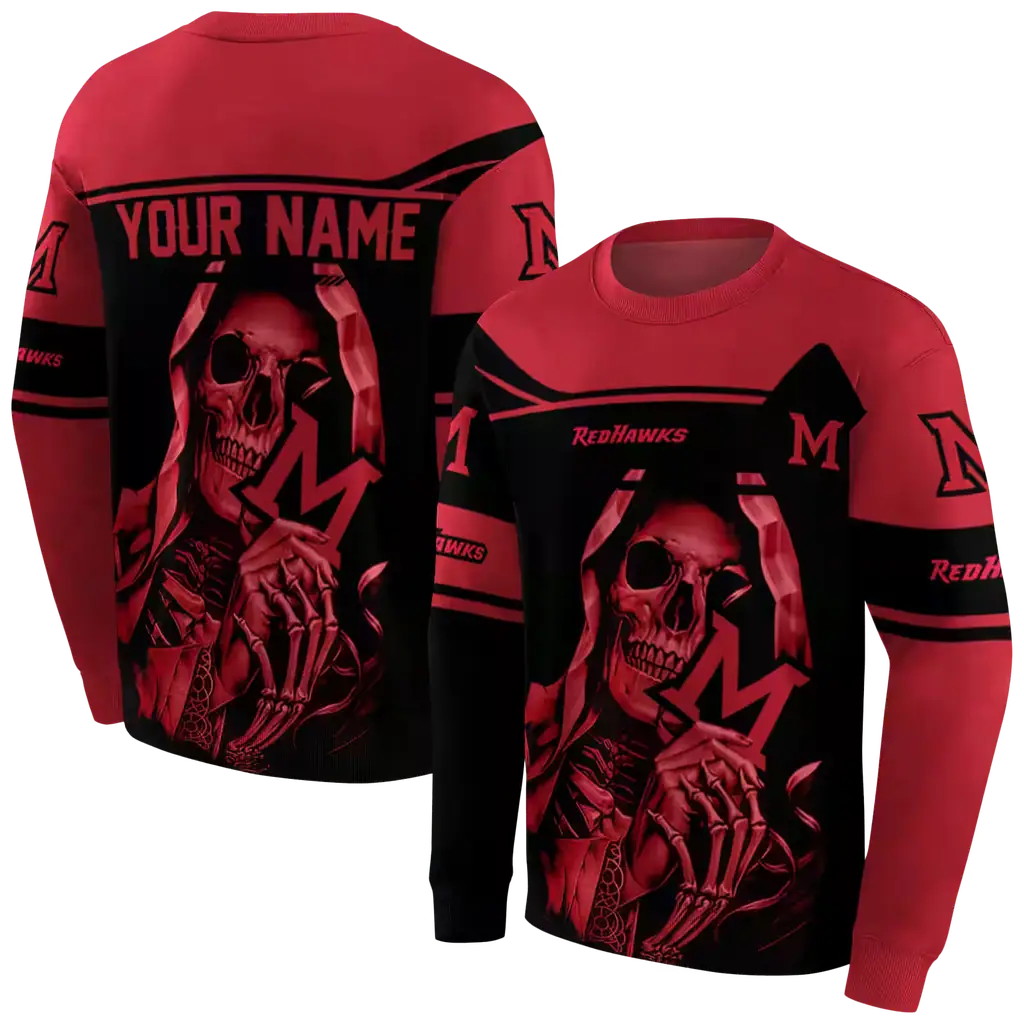 custom miami redhawks grim reaper red black hoodie premium grade custom miami redhawks grim reaper red black hoodie premium grade