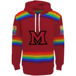 custom miami redhawks rainbow stripes red hoodie best selling