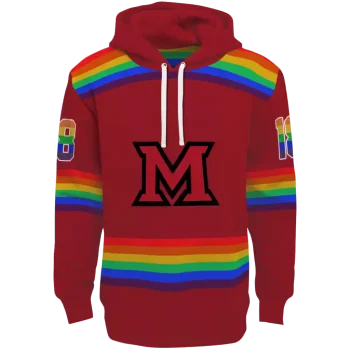 custom miami redhawks rainbow stripes red hoodie best selling