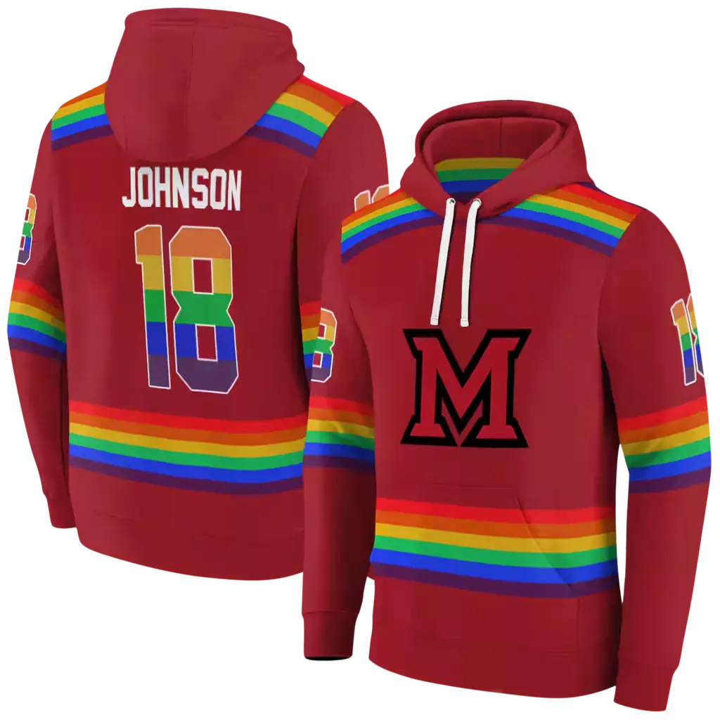 custom miami redhawks rainbow stripes red hoodie fashion forward custom miami redhawks rainbow stripes red hoodie fashion forward