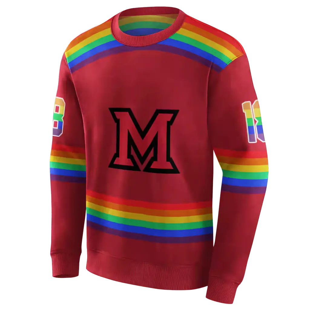 custom miami redhawks rainbow stripes red hoodie new arrival custom miami redhawks rainbow stripes red hoodie new arrival