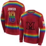 custom miami redhawks rainbow stripes red hoodie best selling