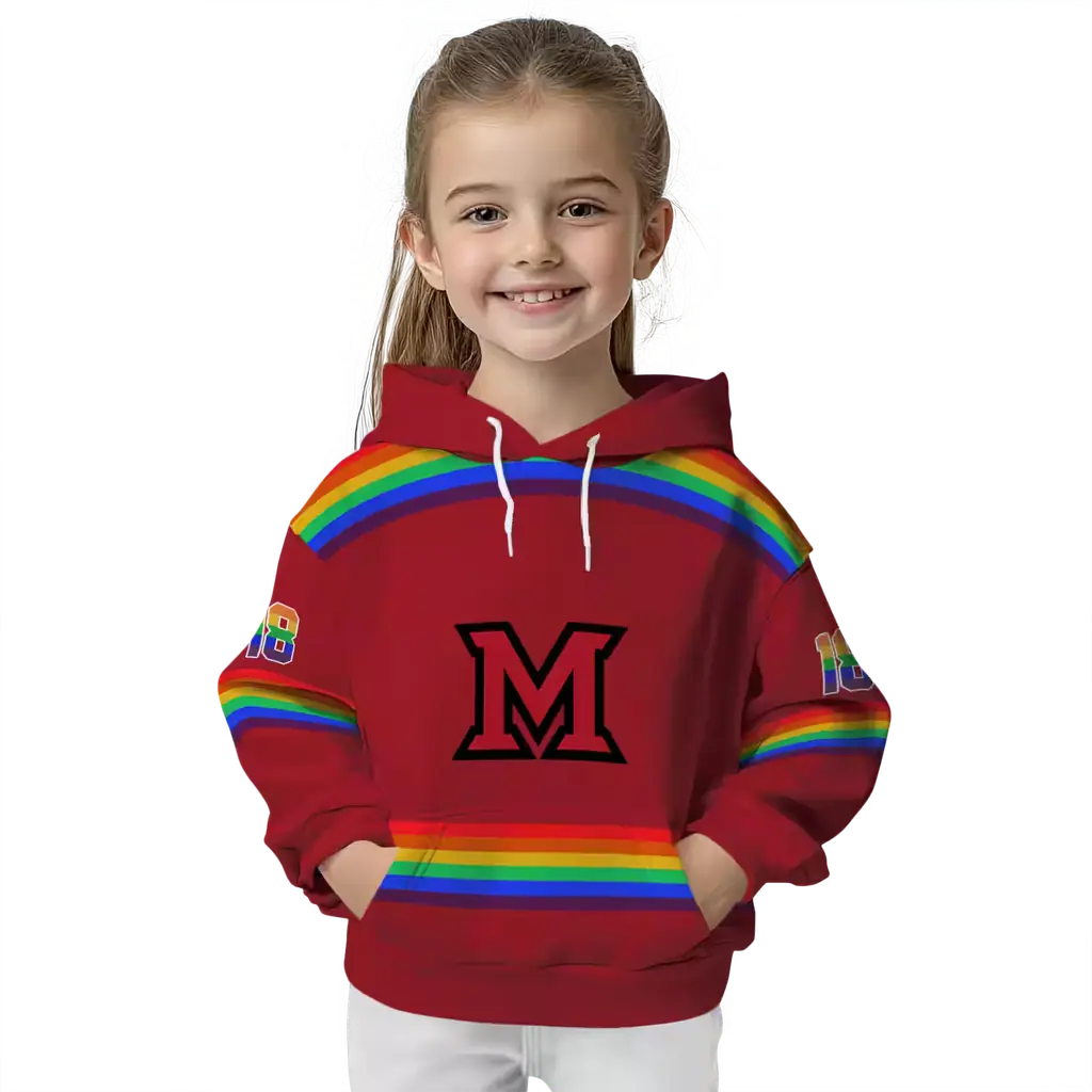 custom miami redhawks rainbow stripes red hoodie top rated custom miami redhawks rainbow stripes red hoodie top rated