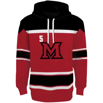 custom miami redhawks striped pattern red hoodie best selling