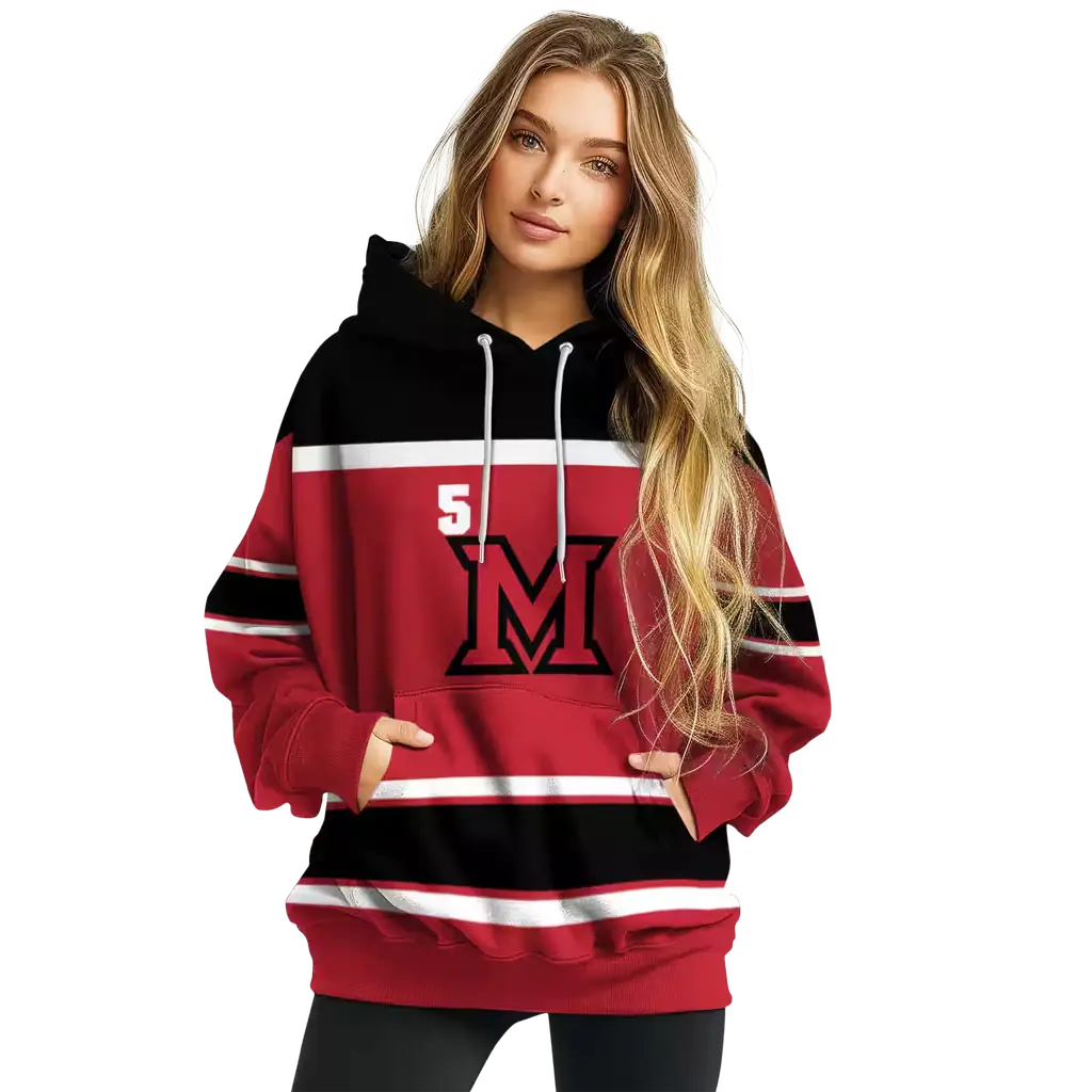 custom miami redhawks striped pattern red hoodie high quality custom miami redhawks striped pattern red hoodie high quality
