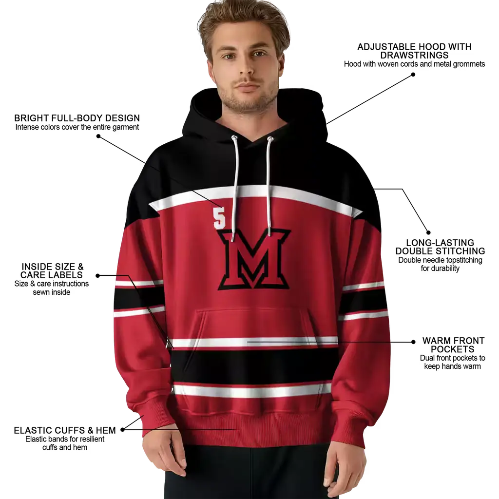 custom miami redhawks striped pattern red hoodie latest model custom miami redhawks striped pattern red hoodie latest model
