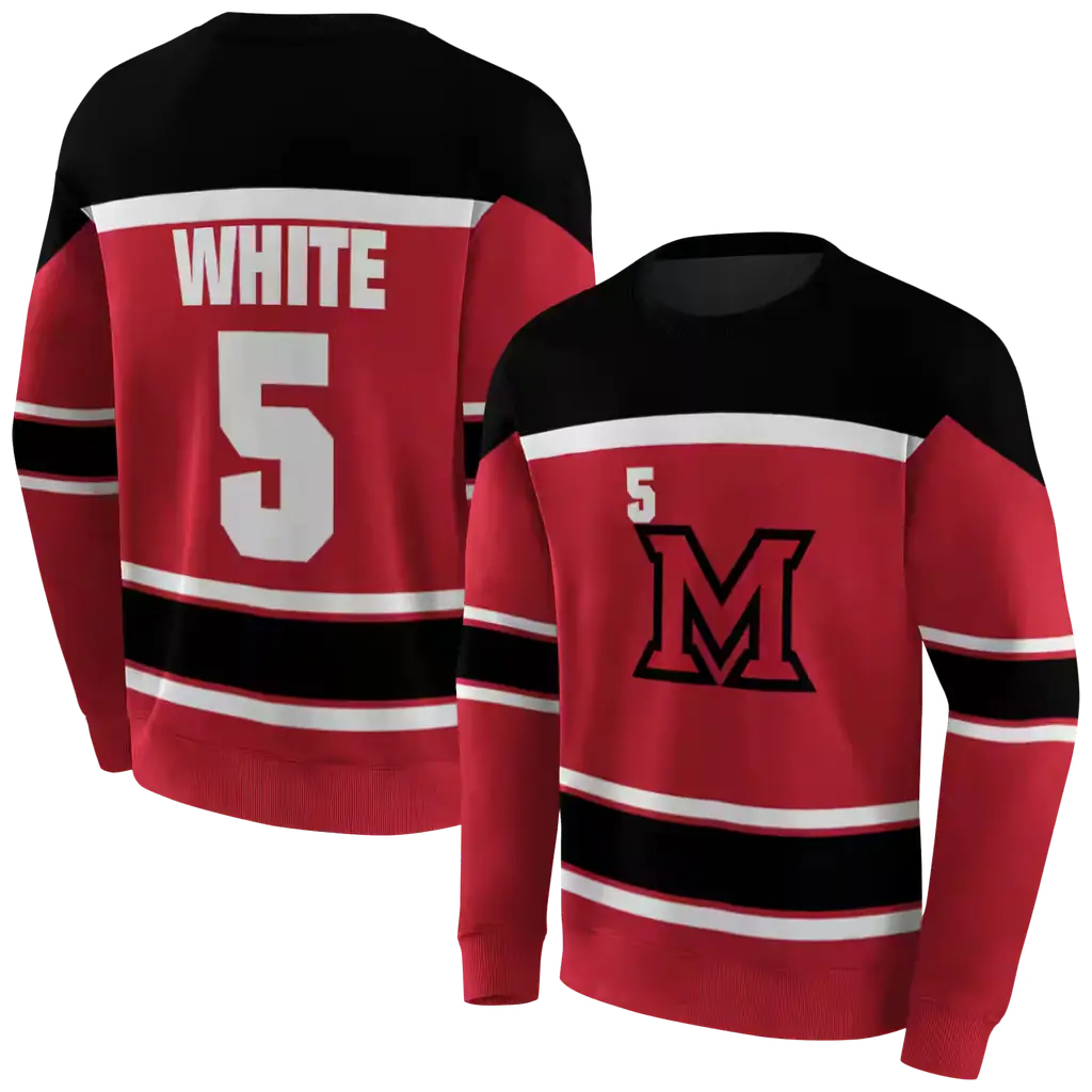 custom miami redhawks striped pattern red hoodie premium grade custom miami redhawks striped pattern red hoodie premium grade