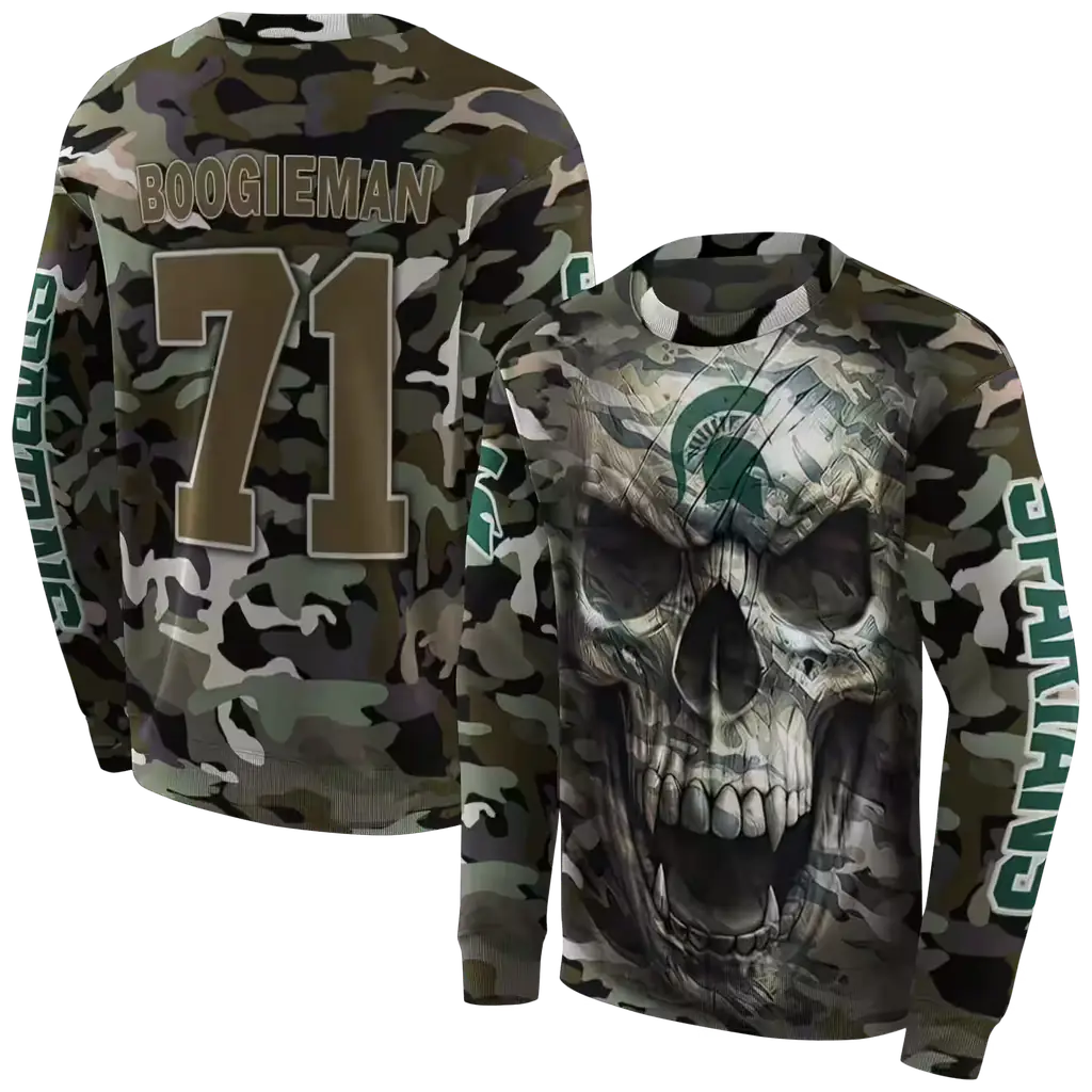 custom michigan state spartans camo skull hoodie premium grade custom michigan state spartans camo skull hoodie premium grade
