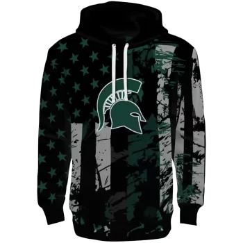 custom michigan state spartans distressed flag green black hoodie best selling