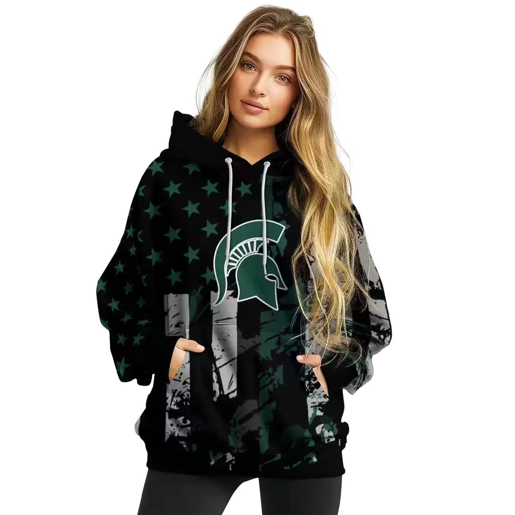 custom michigan state spartans distressed flag green black hoodie high quality custom michigan state spartans distressed flag green black hoodie high quality