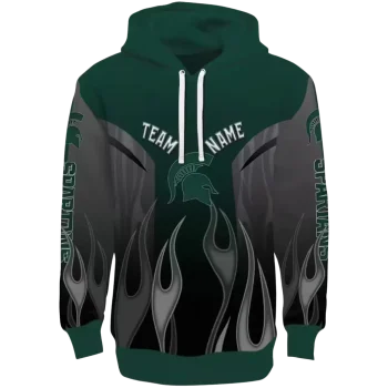 custom michigan state spartans flame design green hoodie best selling