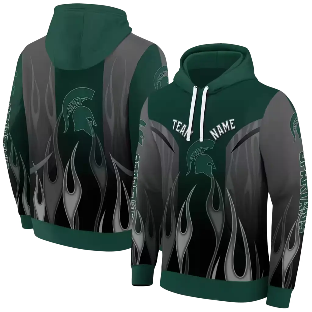 custom michigan state spartans flame design green hoodie fashion forward custom michigan state spartans flame design green hoodie fashion forward