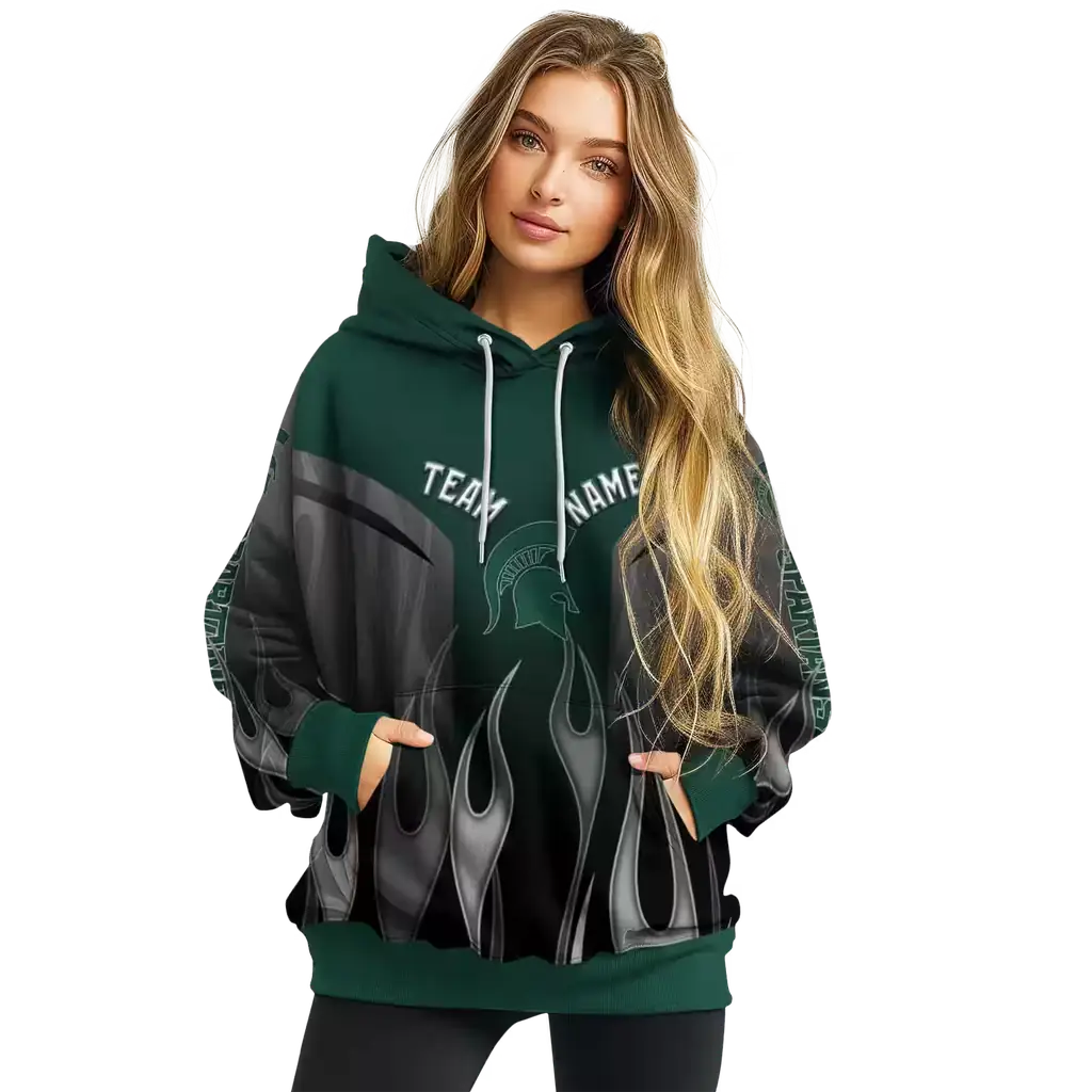 custom michigan state spartans flame design green hoodie high quality custom michigan state spartans flame design green hoodie high quality