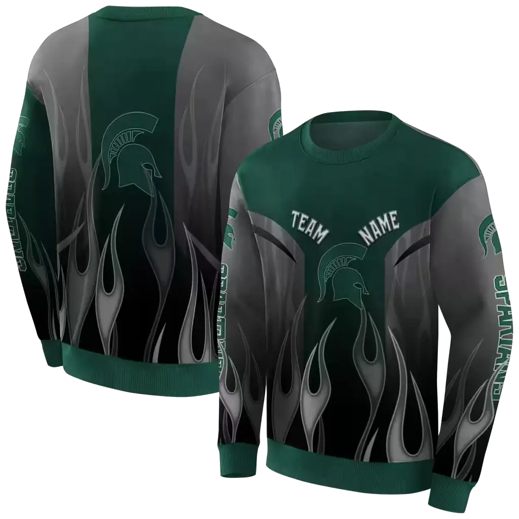custom michigan state spartans flame design green hoodie premium grade custom michigan state spartans flame design green hoodie premium grade