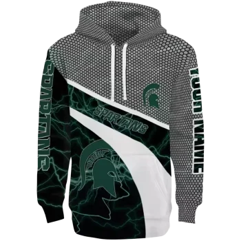 custom michigan state spartans hexagonal mesh green black gray hoodie best selling