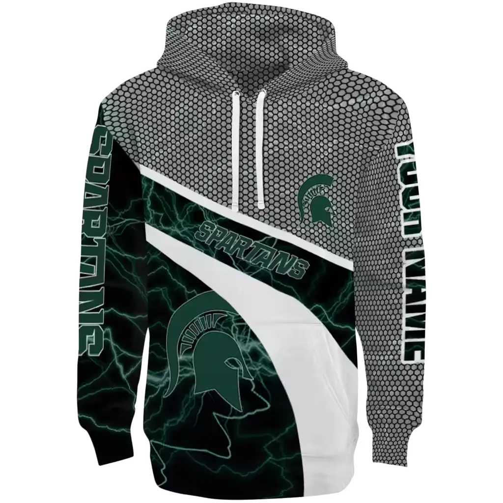 custom michigan state spartans hexagonal mesh green black gray hoodie best selling custom michigan state spartans hexagonal mesh green black gray hoodie best selling