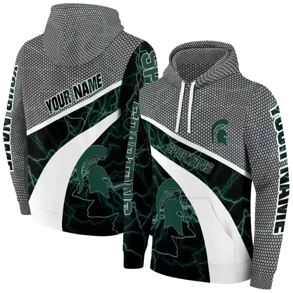 custom michigan state spartans hexagonal mesh green black gray hoodie fashion forward custom michigan state spartans hexagonal mesh green black gray hoodie fashion forward