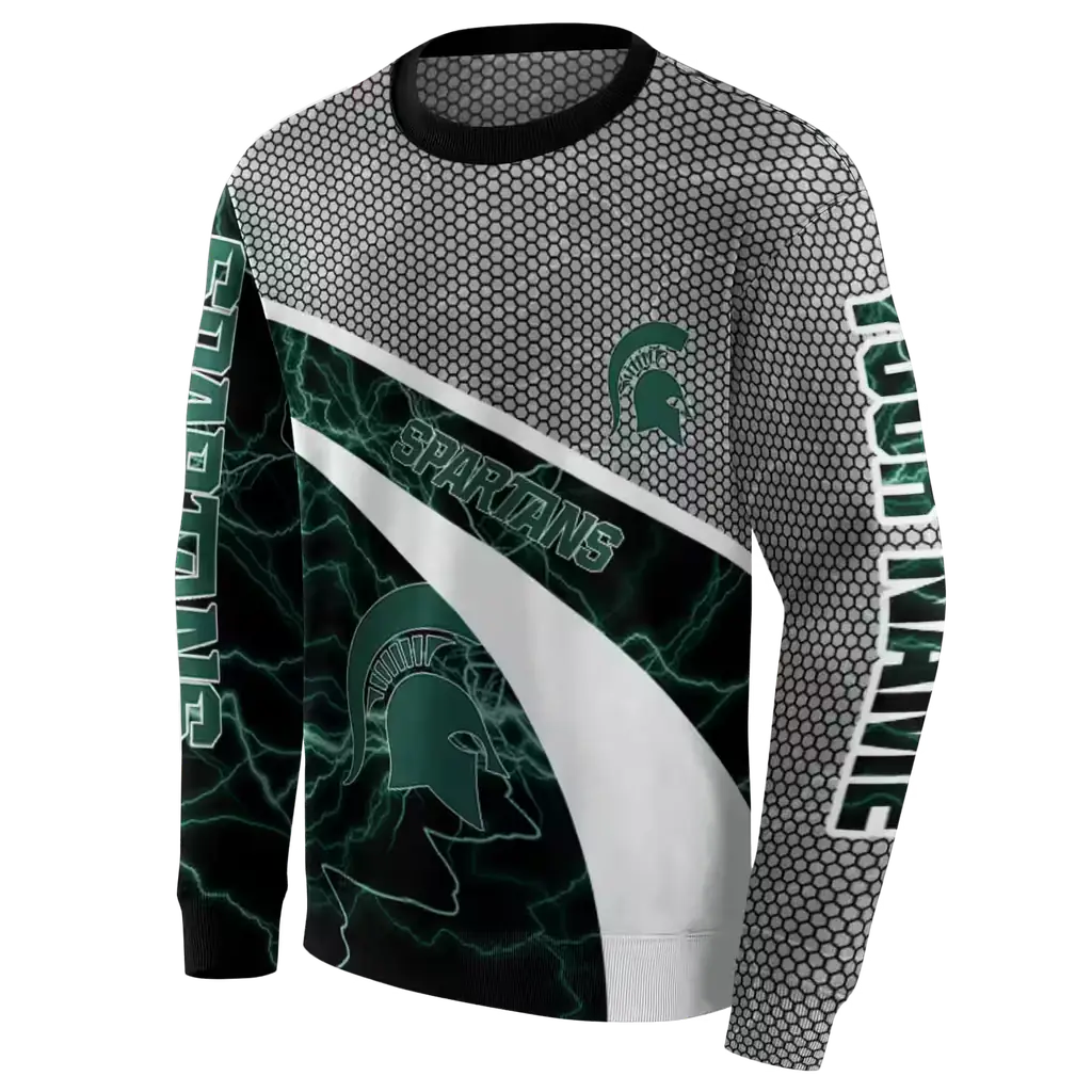 custom michigan state spartans hexagonal mesh green black gray hoodie new arrival custom michigan state spartans hexagonal mesh green black gray hoodie new arrival