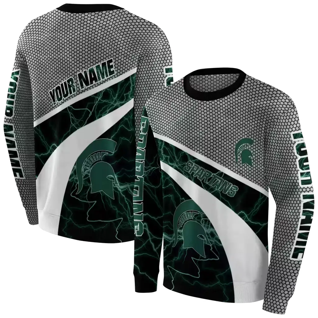 custom michigan state spartans hexagonal mesh green black gray hoodie premium grade custom michigan state spartans hexagonal mesh green black gray hoodie premium grade