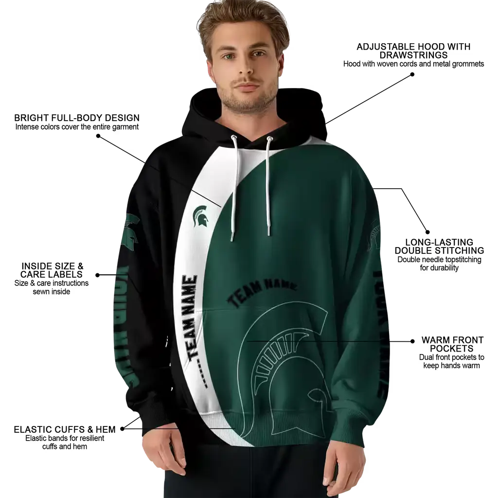 custom michigan state spartans minimalist design green black hoodie latest model custom michigan state spartans minimalist design green black hoodie latest model