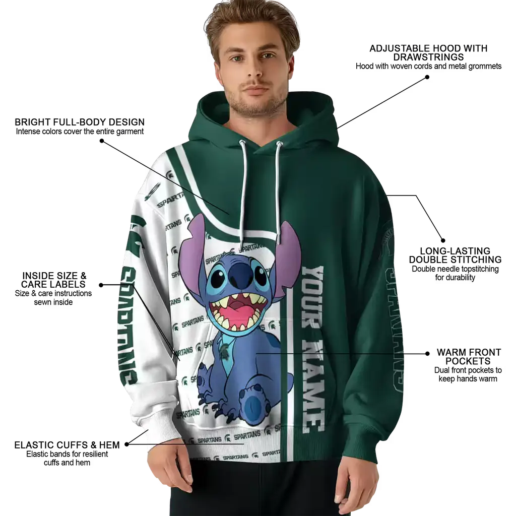 custom michigan state spartans stitch green hoodie latest model custom michigan state spartans stitch green hoodie latest model
