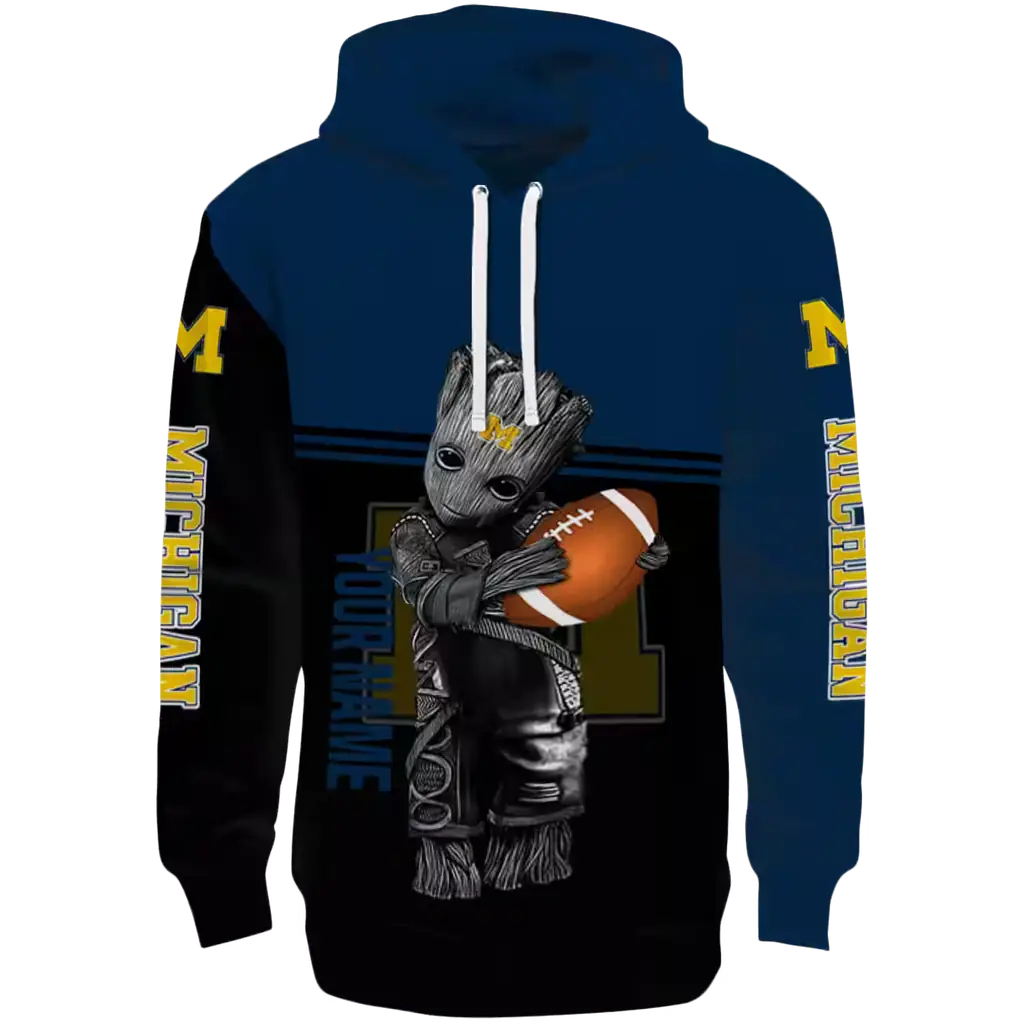 custom michigan wolverines baby groot blue black hoodie best selling custom michigan wolverines baby groot blue black hoodie best selling
