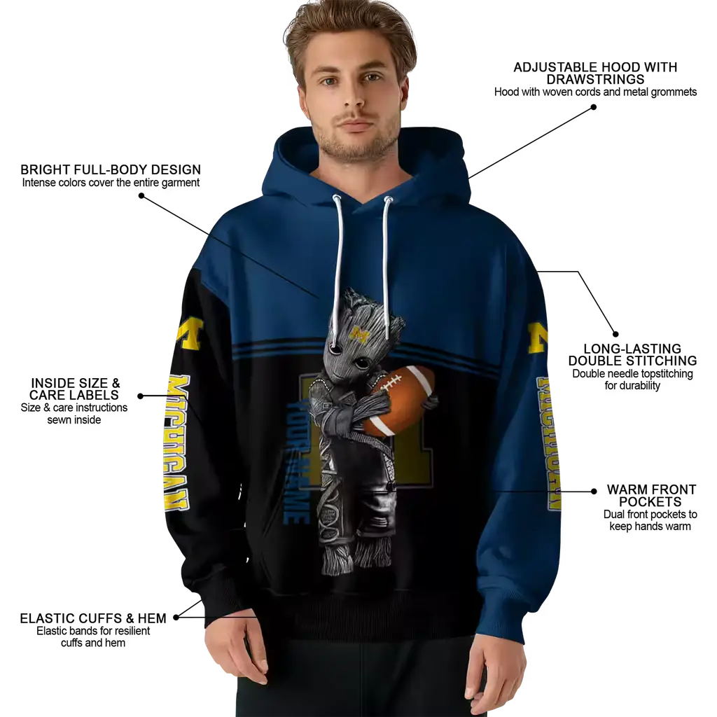 custom michigan wolverines baby groot blue black hoodie latest model custom michigan wolverines baby groot blue black hoodie latest model