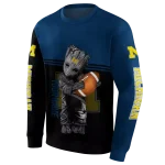 custom michigan wolverines baby groot blue black hoodie best selling