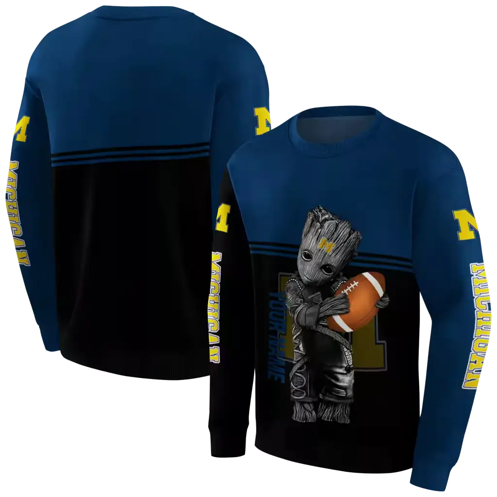 custom michigan wolverines baby groot blue black hoodie premium grade custom michigan wolverines baby groot blue black hoodie premium grade