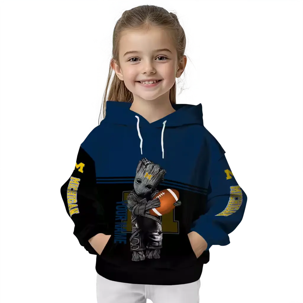 custom michigan wolverines baby groot blue black hoodie top rated custom michigan wolverines baby groot blue black hoodie top rated
