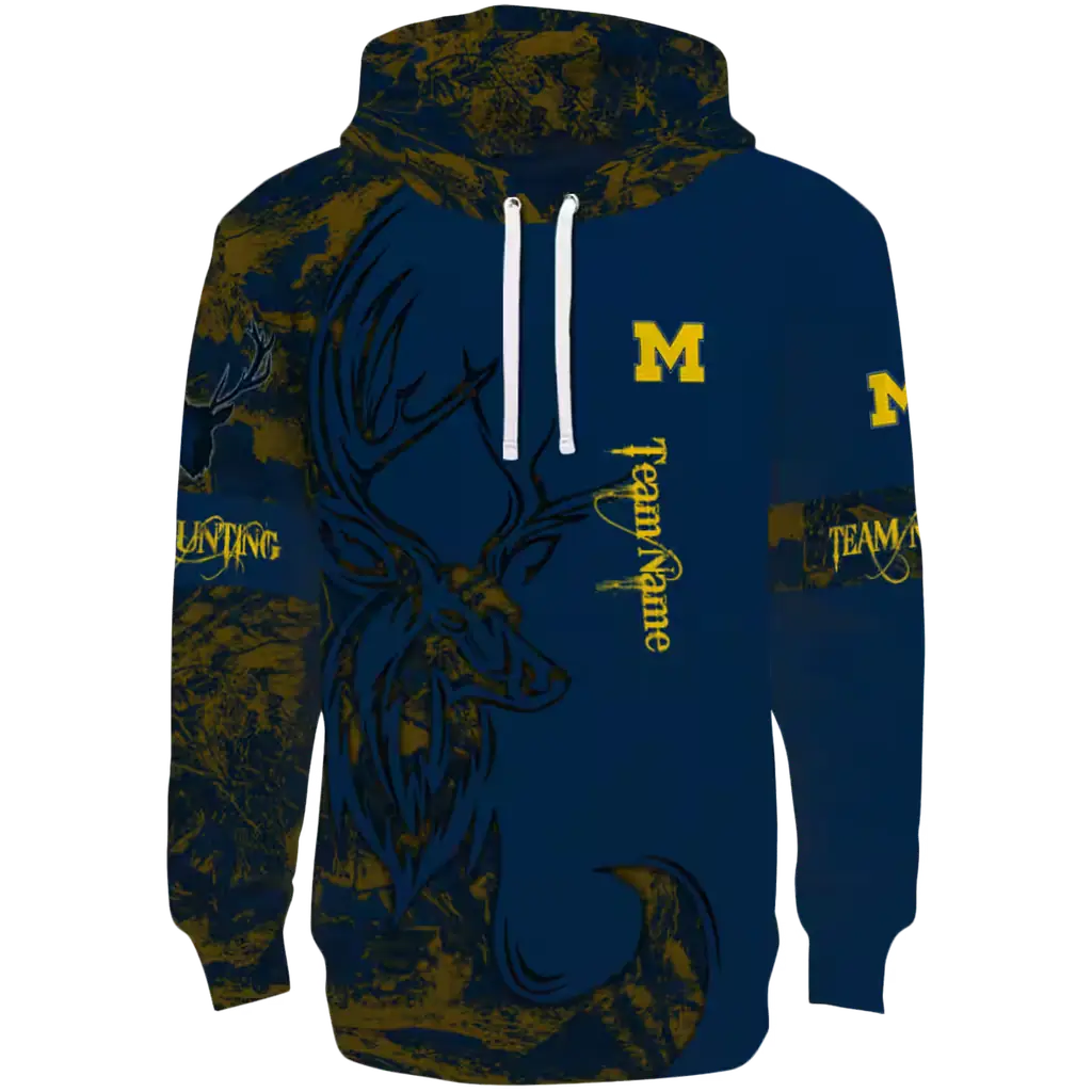 custom michigan wolverines deer silhouette blue hoodie best selling custom michigan wolverines deer silhouette blue hoodie best selling