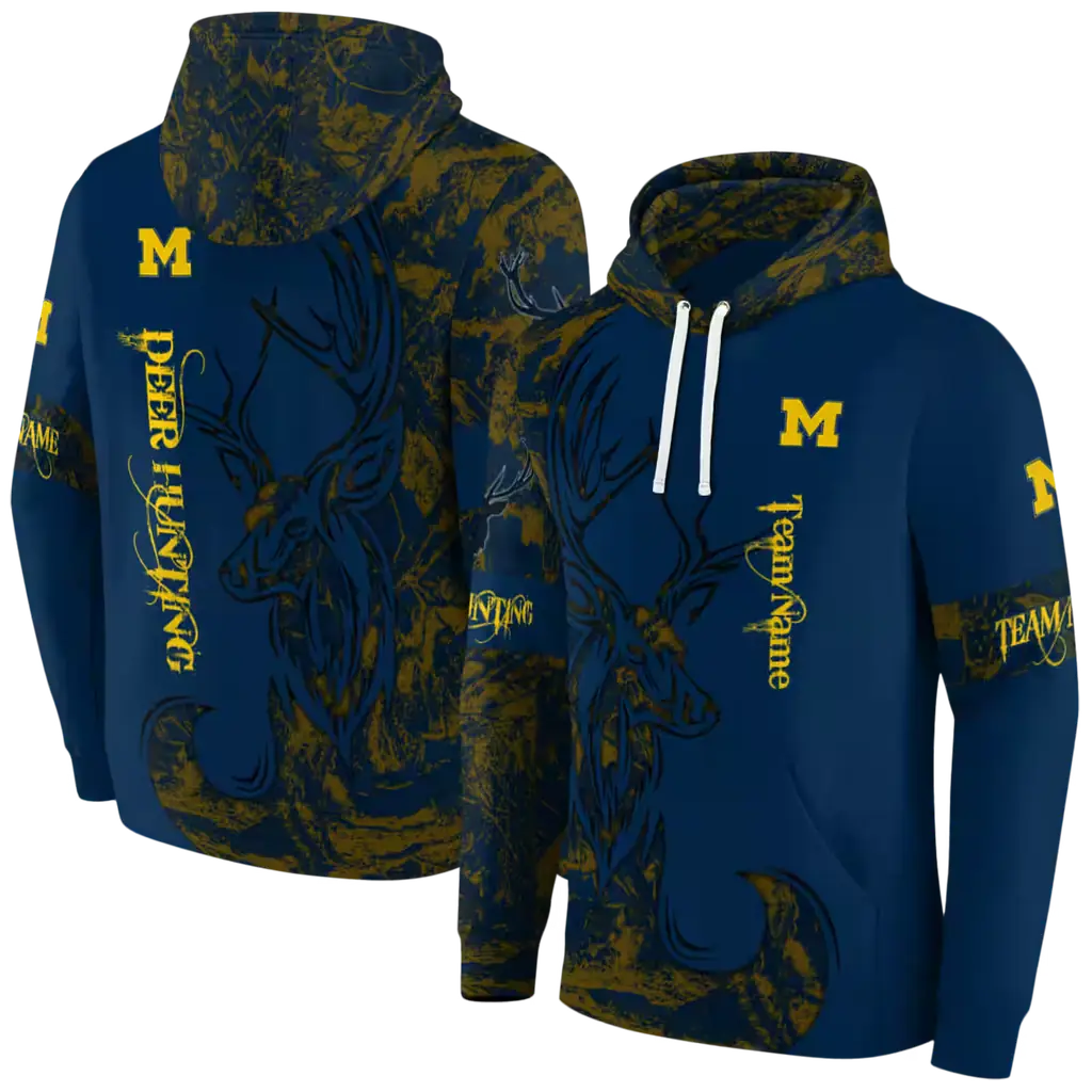 custom michigan wolverines deer silhouette blue hoodie fashion forward custom michigan wolverines deer silhouette blue hoodie fashion forward
