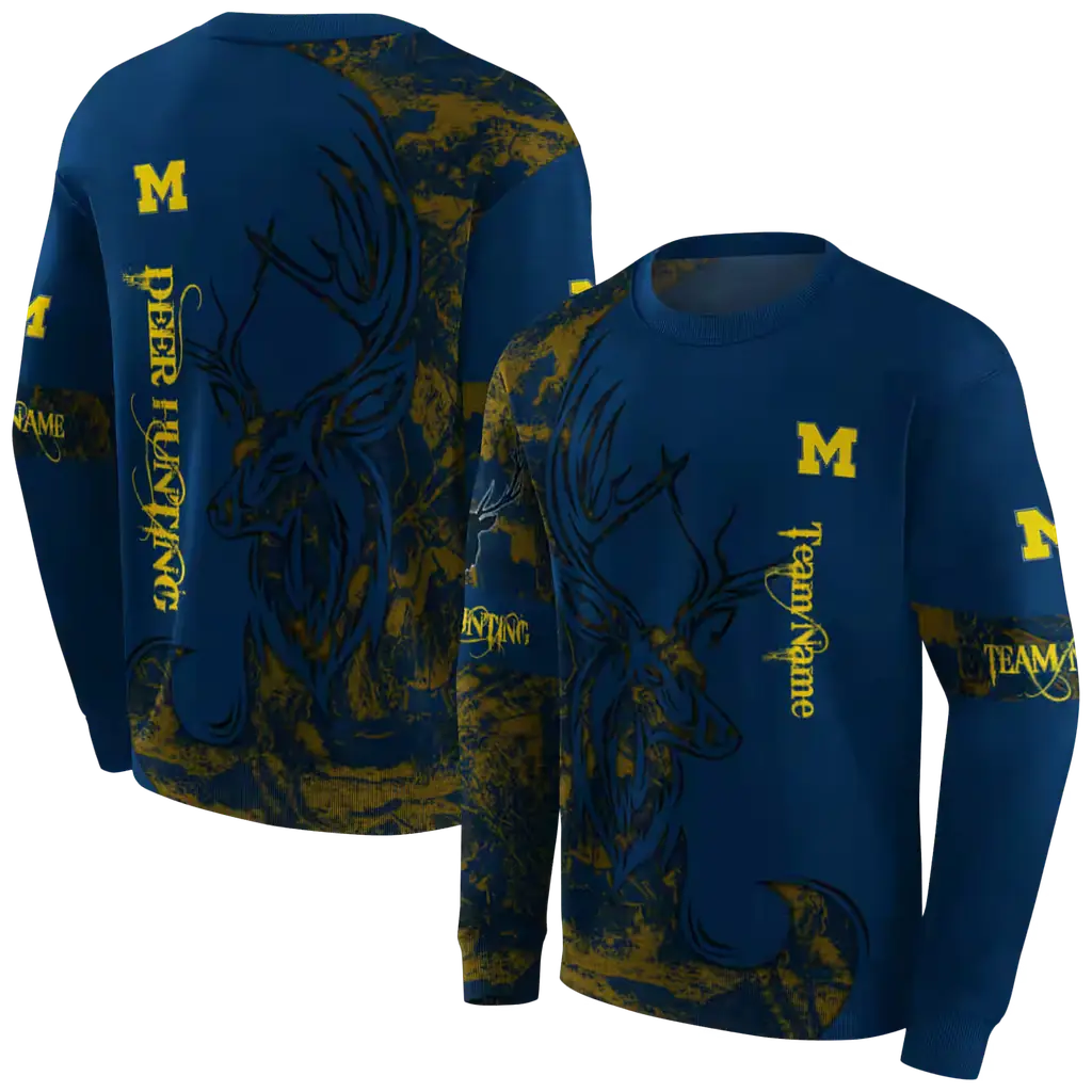 custom michigan wolverines deer silhouette blue hoodie premium grade custom michigan wolverines deer silhouette blue hoodie premium grade