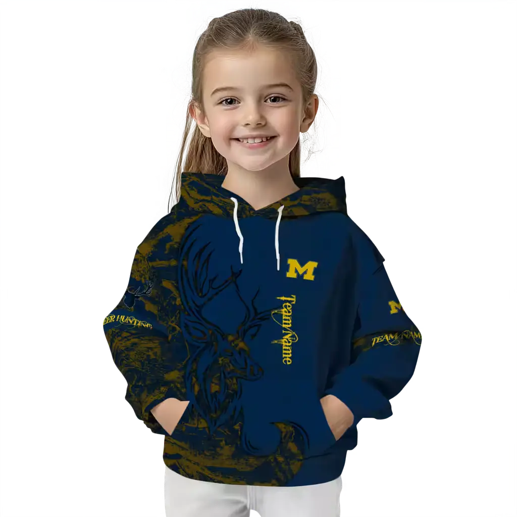 custom michigan wolverines deer silhouette blue hoodie top rated custom michigan wolverines deer silhouette blue hoodie top rated
