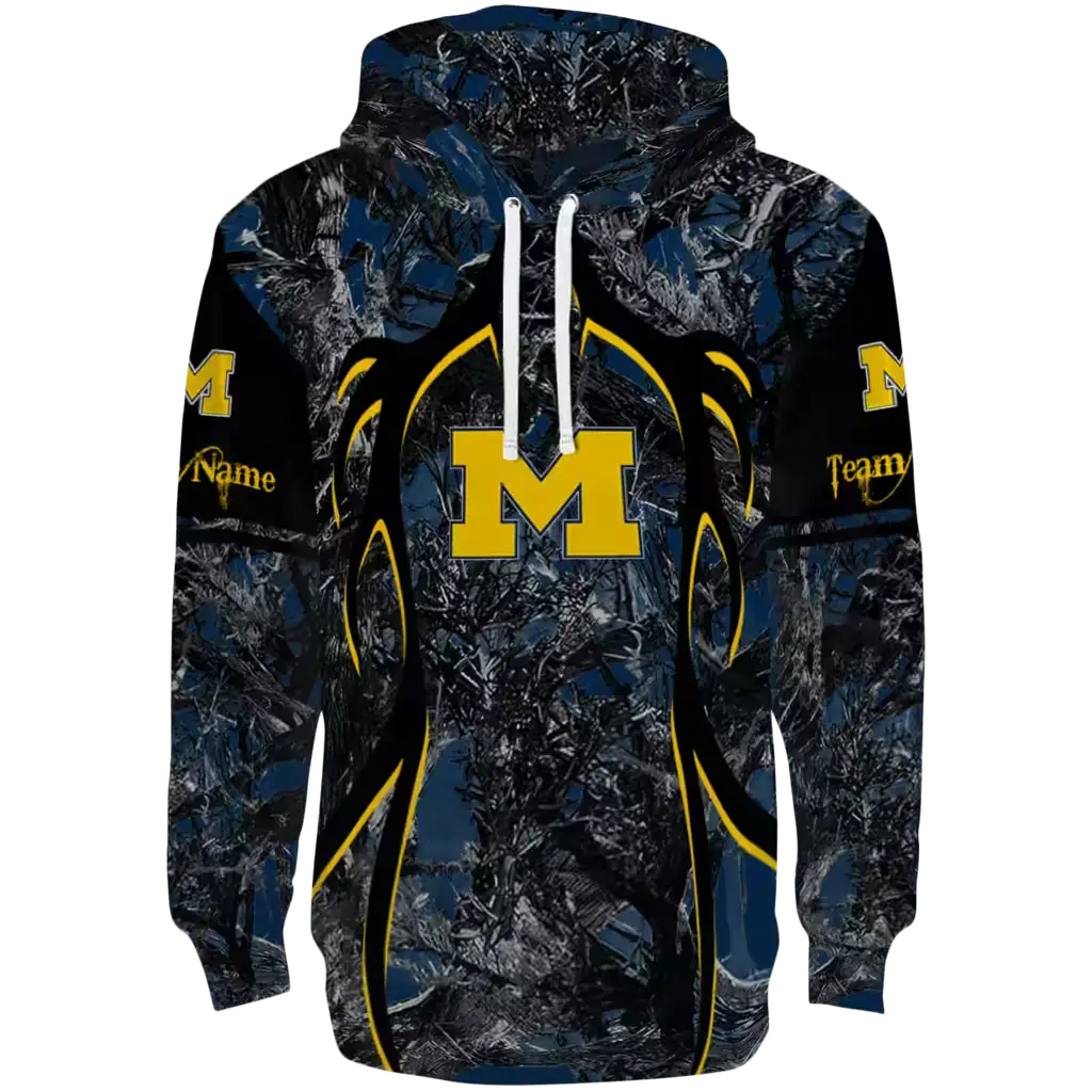 custom michigan wolverines hunting theme blue black hoodie best selling custom michigan wolverines hunting theme blue black hoodie best selling