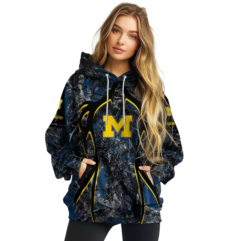 custom michigan wolverines hunting theme blue black hoodie high quality custom michigan wolverines hunting theme blue black hoodie high quality