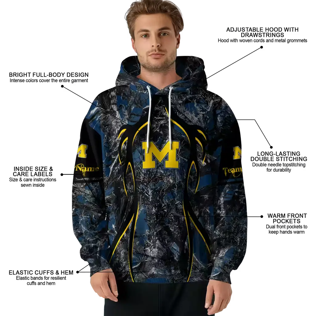 custom michigan wolverines hunting theme blue black hoodie latest model custom michigan wolverines hunting theme blue black hoodie latest model