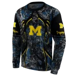 custom michigan wolverines hunting theme blue black hoodie best selling