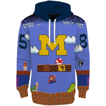 custom michigan wolverines mario blue black hoodie best selling