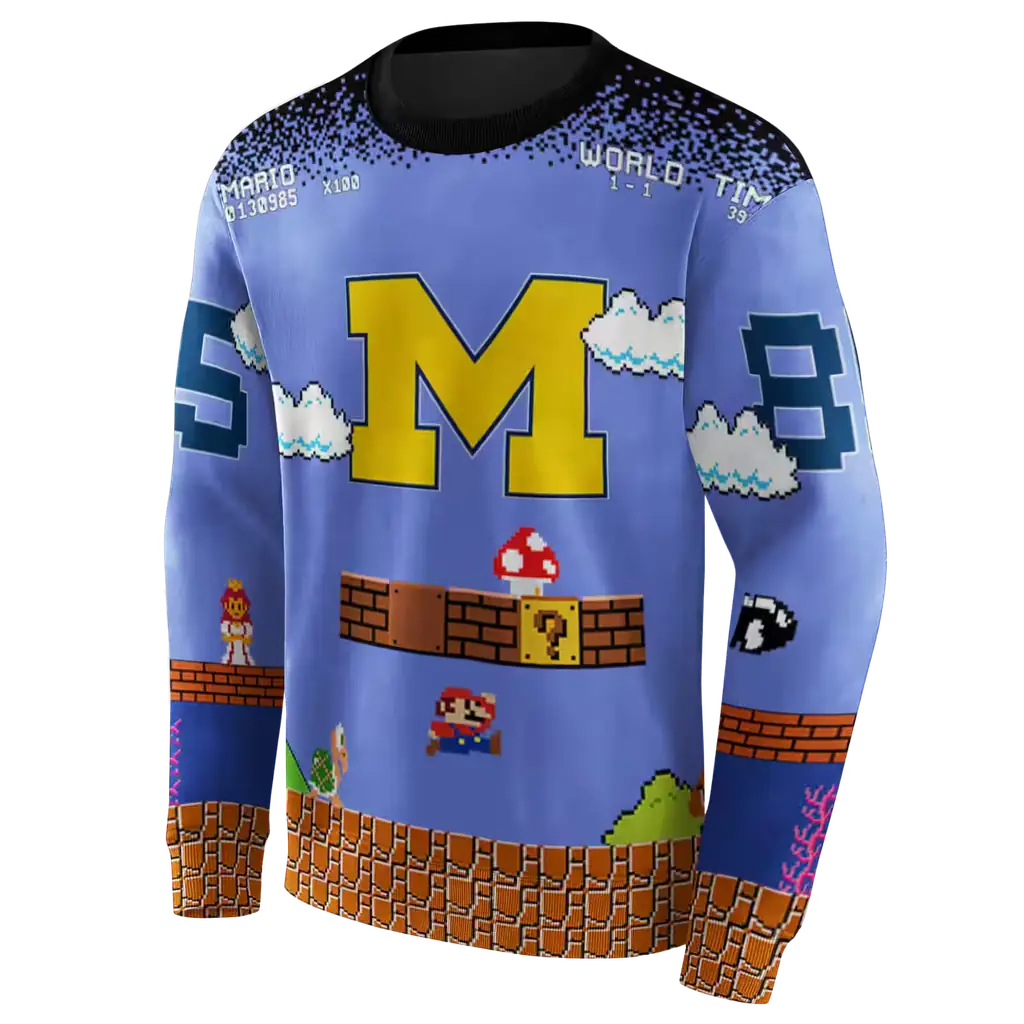 custom michigan wolverines mario blue black hoodie new arrival custom michigan wolverines mario blue black hoodie new arrival