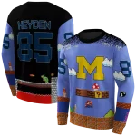 custom michigan wolverines mario blue black hoodie best selling