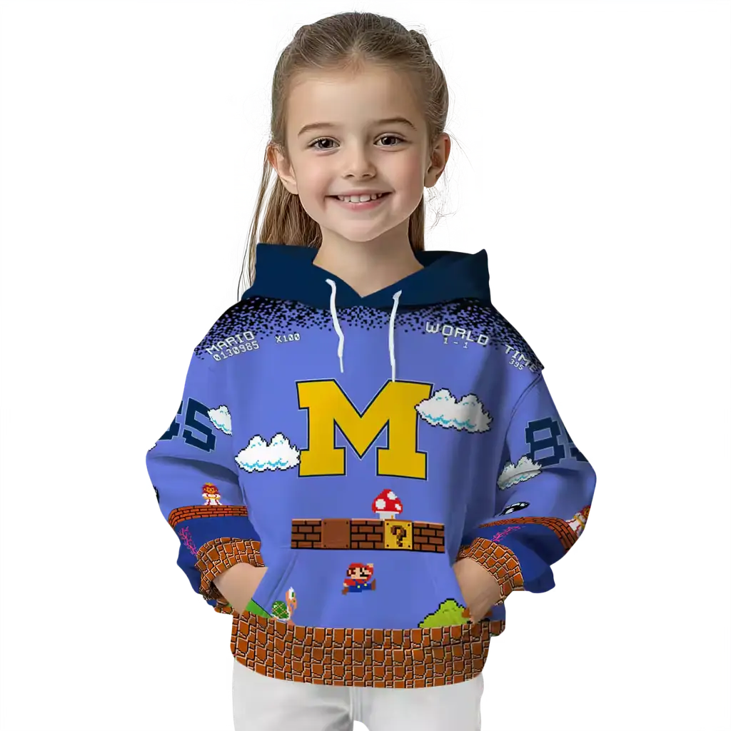 custom michigan wolverines mario blue black hoodie top rated custom michigan wolverines mario blue black hoodie top rated