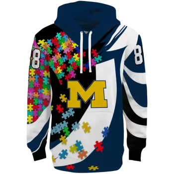 custom michigan wolverines puzzle pieces blue hoodie best selling