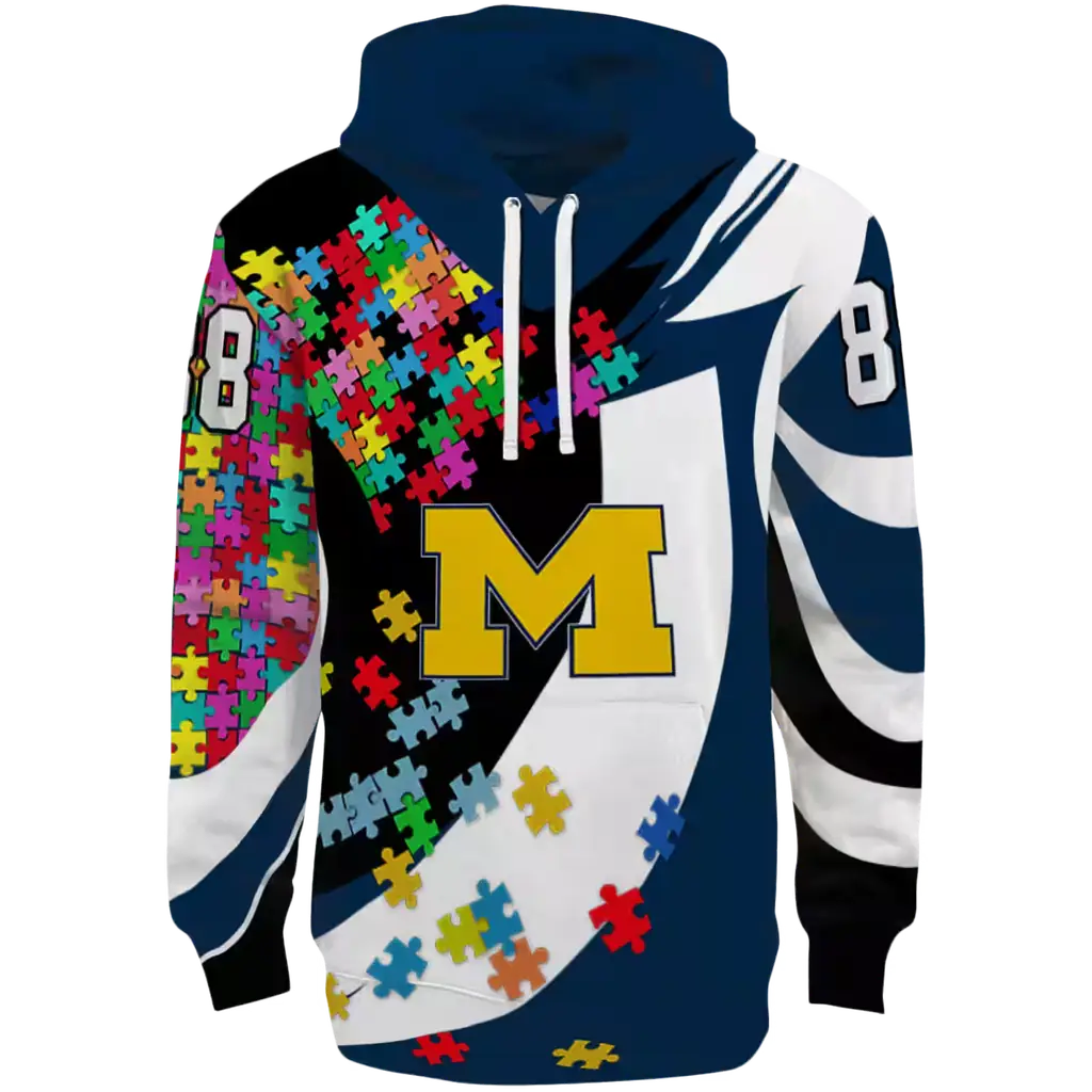 custom michigan wolverines puzzle pieces blue hoodie best selling custom michigan wolverines puzzle pieces blue hoodie best selling