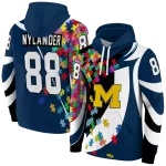 custom michigan wolverines puzzle pieces blue hoodie best selling