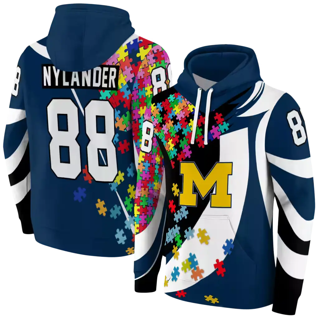 custom michigan wolverines puzzle pieces blue hoodie fashion forward custom michigan wolverines puzzle pieces blue hoodie fashion forward