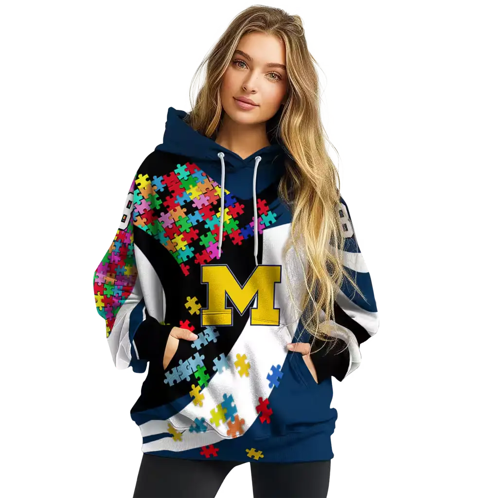 custom michigan wolverines puzzle pieces blue hoodie high quality custom michigan wolverines puzzle pieces blue hoodie high quality