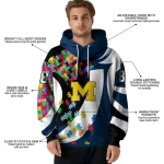 custom michigan wolverines puzzle pieces blue hoodie best selling