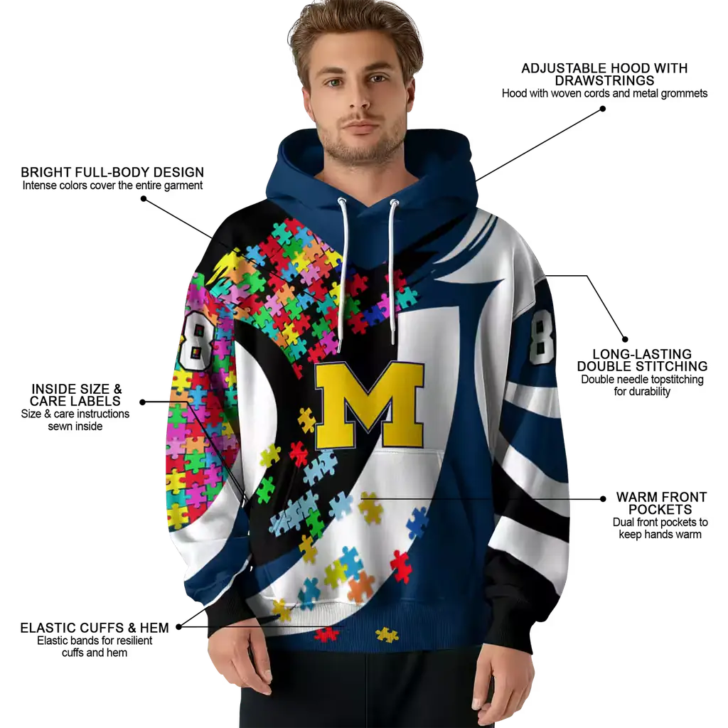 custom michigan wolverines puzzle pieces blue hoodie latest model custom michigan wolverines puzzle pieces blue hoodie latest model